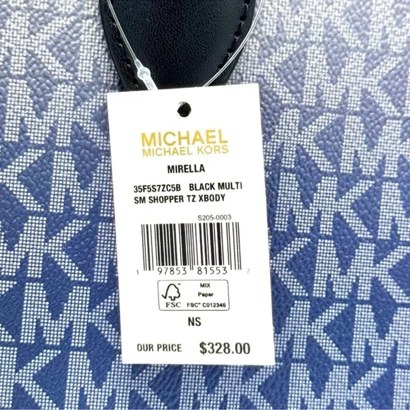 Michael Kors Mirella Small Ombré Signature Logo Crossbody Bag Black Multi